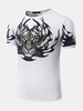 Mens Summer Cotton Tiger Printing O-neck Short Sleeve Casual T-shirt