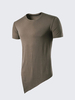 Mens Summer Fashion Irregular Hem Design Long Style O-neck Solid Color Short Sleeve T-shirt