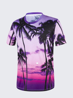Mens Summer Fashion Palm Trees Printing Casual Short Sleeve Cool T-shirt
