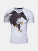 Mens Summer Fashion Tee Top Eagle Printing Cotton V-neck Casual T-shirt