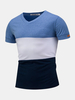 Mens Summer Hit Color Short Sleeve V-neck Slim Fit Casual T-shirt