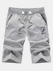 Mens Summer Loose Fit Elastic Waist Drawstring Letter Printing Casual Sports Shorts