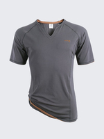 Mens Summer Outdoor T-shirt V-neck Soft Cotton Breathable Solid Color Tee Top