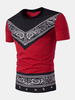 Mens Summer Printed National style Tee Top O-neck Short Sleeve Slim Fit Casual T-shirt