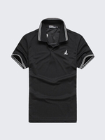 Mens Summer Quick Dry Striped Turndown Collar Short Sleeved Polo Shirts