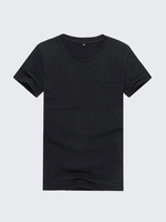 Mens Summer Round Collar Short Sleeve T-shirt Cotton Pocket Render Unlined Tops Tees