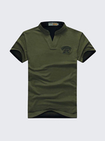 Mens Summer Solid Color Short Sleeved Cotton Polo Shirt