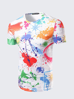 Mens Summer Unique Fashion Casual Colorful Printing O-neck Short Sleeve T-shirt