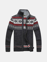 Mens Sweater Warm Thick Thick Stand Collar Casual Cardigans Zipper Sweatercoat