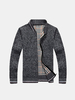 Mens Sweater Warm Thick Zipper Solid Color Stand Collar Casual Cardigans