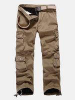 Mens Thick Outdoor Multi Pockets Polar Fleece Lined Cotton Cargo Pants