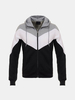 Mens Thick Warm Hoodies Casual Stitching Color Zipper Tops Sweatshirt
