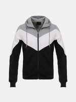 Mens Thick Warm Hoodies Casual Stitching Color Zipper Tops Sweatshirt