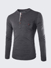 Mens Top Tees Solid Color V-neck Buttons Slim Fit Long Sleeved Henley T-shirts