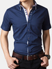 Mens Turn-down Collar Slim Fit Formal Short Sleeves Casual Camisa Male T-shirt