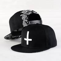 Mens Unisex 3D Embroidered Cross Hip Hop Hat Adjustable Visor Flat Snapback Baseball Cap