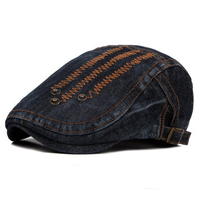 Mens Unisex Summer Thin Rivet Denim Beret Caps Casual Sunscreen Forward Hat Painter Caps