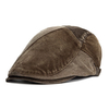 Mens Vintage Corduroy Color-blocking Berets Caps Outdoor Casual Visor Flat Forward Hats