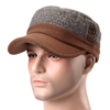 Mens Vintage Military Woolen Hats Winter Warm Army Plain Flat Baseball Cap