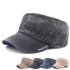 Mens Vintage Washed Cotton Flat Top Hats Outdoor Exercise Army Hat Baseball Caps Adjustable