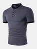 Mens Western Style Short Sleeve Turn Down Collar Solid Color T-Shirts