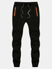 Mens Winter Autumn Running Jogger Pants Elastic Waist Drawstring Splicing Solid Color Casual Sportwear