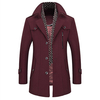 Mens Winter Casual Business Woolen Long Coat Warm Turndown Collar Slim Fit Outwear