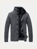 Mens Winter Casual Extra Fleece Thick Sweater Solid Color Cardigan