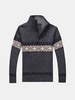 Mens Winter Classic Fleece Knitted Zipper Stand Collar Thick Warm Sweater