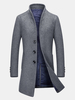 Mens Winter Gentlemanlike Woolen Long Coat Warm Turndown Collar Slim Fit Outwear