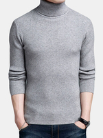 Mens Winter Knitting Sweater Woolen Blend Thick Warm High Collar Long Sleeve Tops