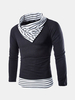 Mens Winter Sweater Stitching Stripe Collar Warm Knitted Casual Pullover