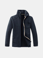 Mens Winter Thick Warm Lined Solid Color Casual Zipper Tops Sweatshirt