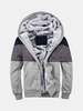 Mens Winter Thick Warm Woolen Lined Stitching Hoodies Casual Zipper Tops Sweatshirt