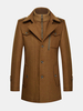 Mens Winter Thickened Warm Woolen Coat Turndown Collar Zipper Button Outwear