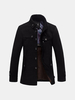Mens Winter Warm Jacket Stand Collar Woolen Trench Coats