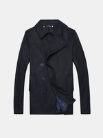 Mens Winter Woolen Blending Long Trench Coat Single Breasted Overcoat