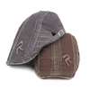 Mens Women Vintage Grid Embroidery Letter Beret Cap Casual Visor Newsboy Forward Beret Hat