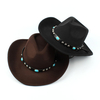 Mens Women Woolen Western Cowboy Hat Vintage Wide Brim Cowgirl Jazz Cap Horse Riding Hat
