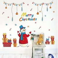 Merry Christmas Snowman Removable DIY Window Wall Sticker Home Party Decoration