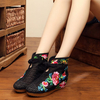 Mesh Embroidery Breathable Chinese Knot Hollow Out Wedge Heel Boots