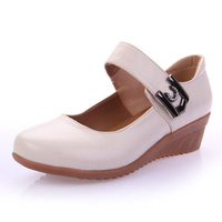Metal Beaded Wedge Heel Buckle Ballet Flat Dance Shoes