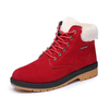 Metal British Style Lace Up Ankle Fur Lined Short Boots