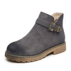 Metal Buckle Decoration Leather Zipper Ankle Boots For Women