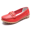 Metal Chain Beaded Slip On Soft Leather Casual Comfortable Flat Loafers