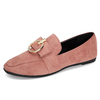 Metal Decoration Suede Pure Color Square Toe Flat Loafers