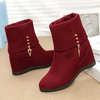 Metal Decoration Wedge Heel Increasing Slip On Folded Boots