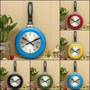 Metal Flying Pan Design Wall Clock Quartz Hanging Novelty Art