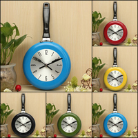 Metal Flying Pan Design Wall Clock Quartz Hanging Novelty Art