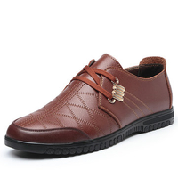 Metal Plaid Splicing Lace Up Business Casual Shoes For Men
